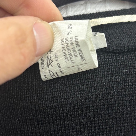 Vintage RODIER Black Knit Cropped Wool Cardigan Jacket Button Front Asymmetrical - Picture 5 of 8